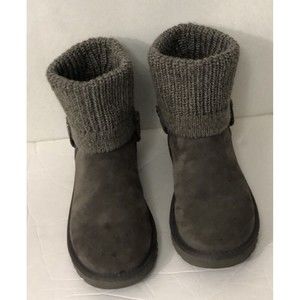 UGG Australia Saela Rib Knit Women Convertible Boots Suede Grey US 8